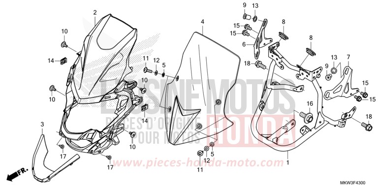 CAPOT AVANT von NC750X DCT GRAND PRIX RED (R380) von 2021